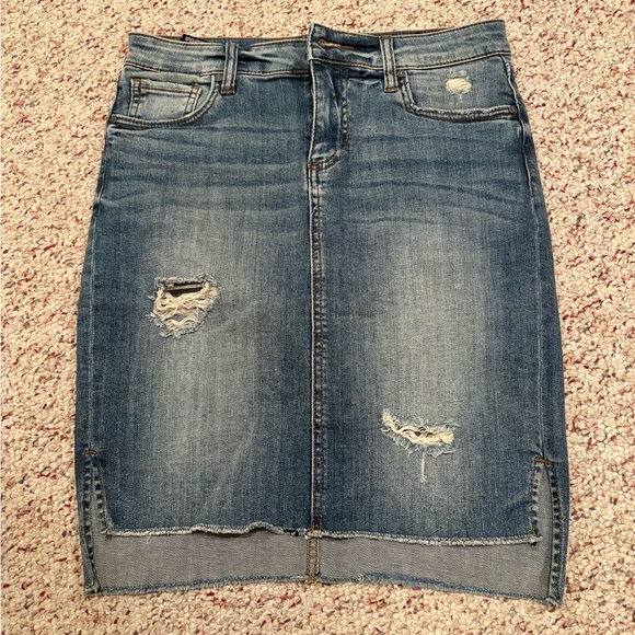 Kut from the Kloth Dresses & Skirts - Kut from the Kloth Blue Distressed Denium Skirt